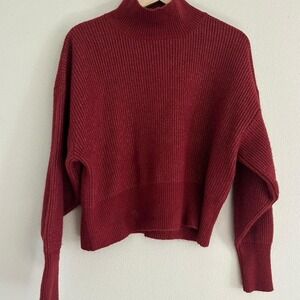 VICI Burgundy MOVK NECK  sweater with long sleeves and ribbed details  LARGE